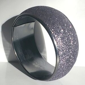 Chunky Wide Siver Lilac Glitter Sparkle Sivertone Bangle Bracelet